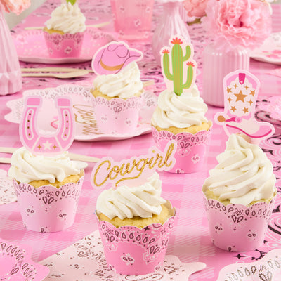 Cowgirl Cupcake Toppers - 24 toppers + sleeves