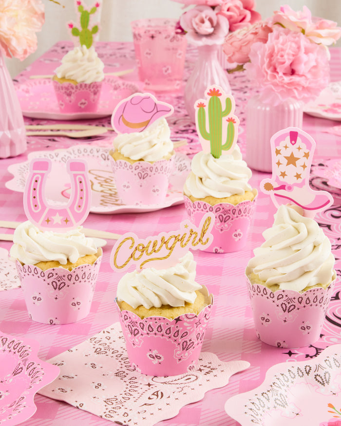 Cowgirl Cupcake Toppers - 24 toppers + sleeves