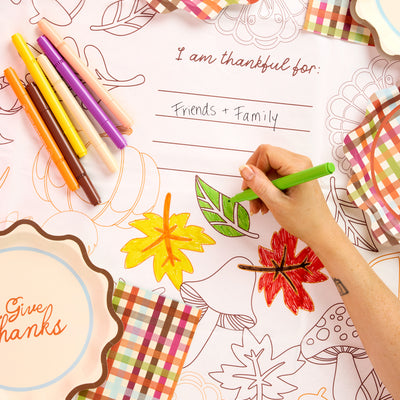 Give Thanks Paper Tablecloth - coloring tablecloth