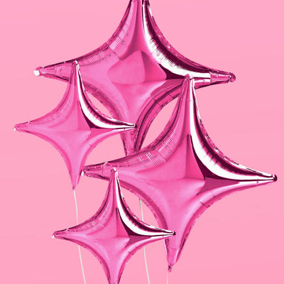 Pink Sparkle Balloon - 6 pc silver foil set