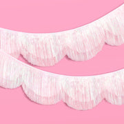 Iridescent Scallop Fringe - layered tinsel banner
