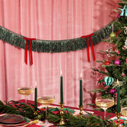 Xmas Bow Banner - fringe + velvet bows