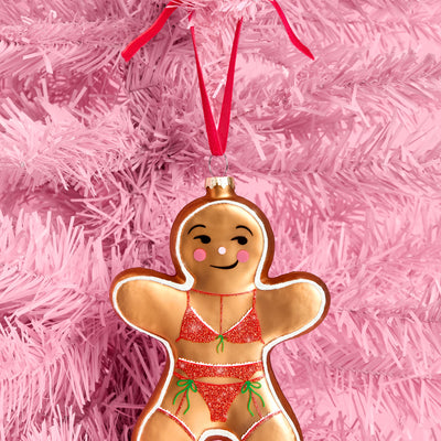 Naughty Gingerbread Ornament - Glitter Holiday Ornament