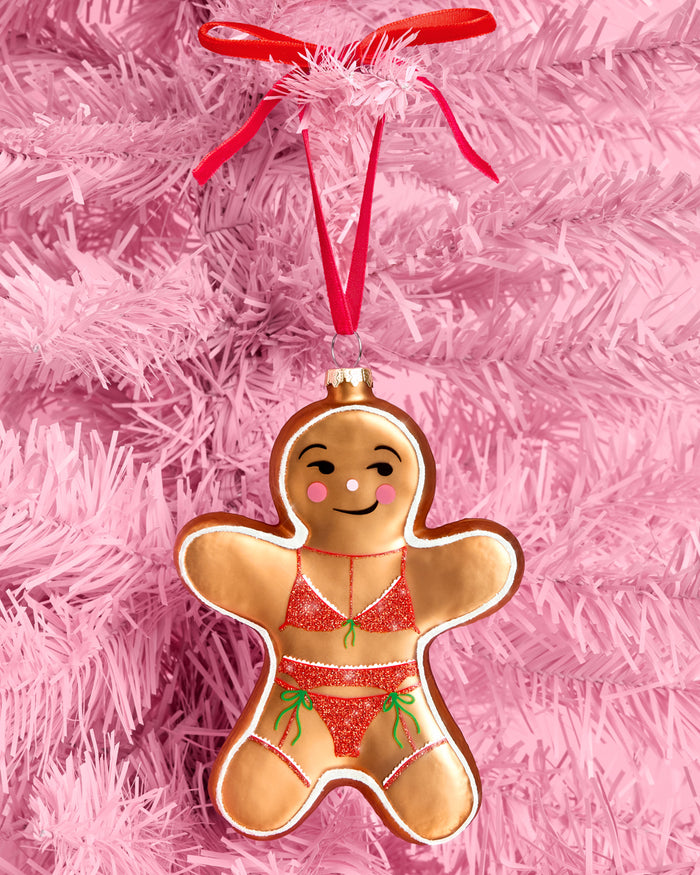Naughty Gingerbread Ornament - Glitter Holiday Ornament