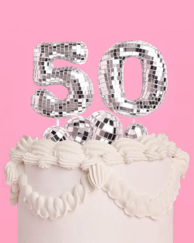 50 Disco Topper - 6 pc mirrored cake toppers