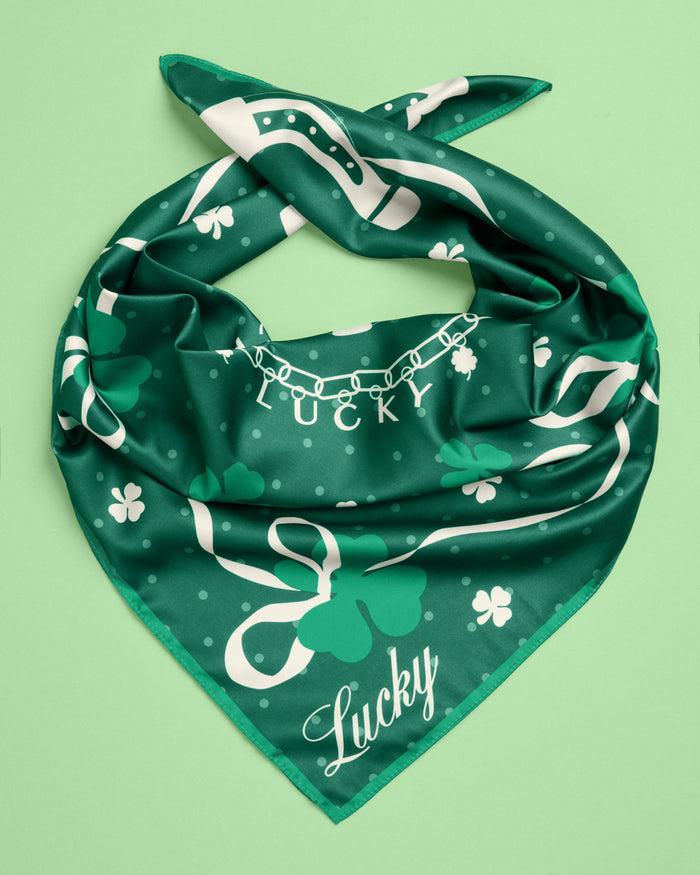 Kiss me, I'm Irish Headscarf - green silk headscarf