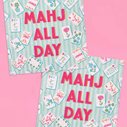 Mahj All Day Cocktail Napkins - pink + teal stripes
