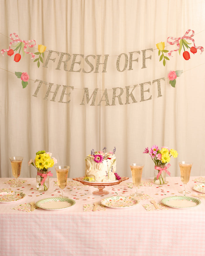 Fresh Off The Market Banner - gold glitter banner