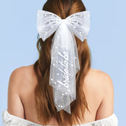 Pearl to Be Bow - white tulle bow w/ pearls