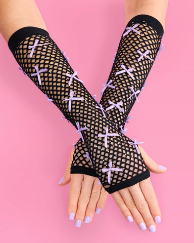 Good Idea Gloves - fishnet bow gloves