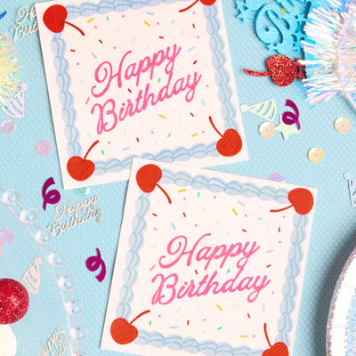 Bday Cake Napkins - 25 sprinkle napkins