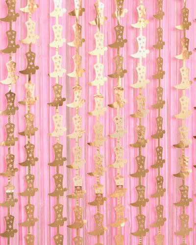 Gold Cowgirl Curtain Pack - cowgirl boot + fringe curtains