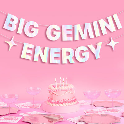 Big Gemini Energy Banner - iridescent foil banner