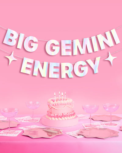 Big Gemini Energy Banner - iridescent foil banner