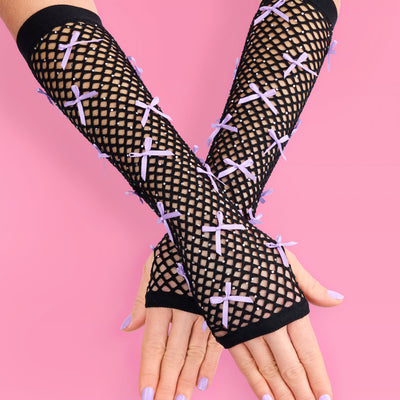 Good Idea Gloves - fishnet bow gloves