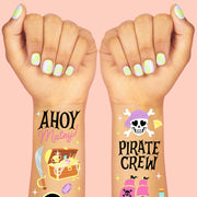 Pirate Crew Tats - 48 pink + gold foil temporary tattoos