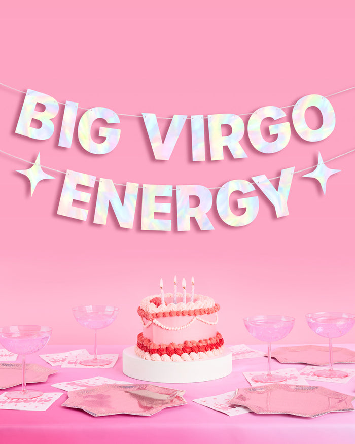 Big Virgo Energy Banner - iridescent foil banner