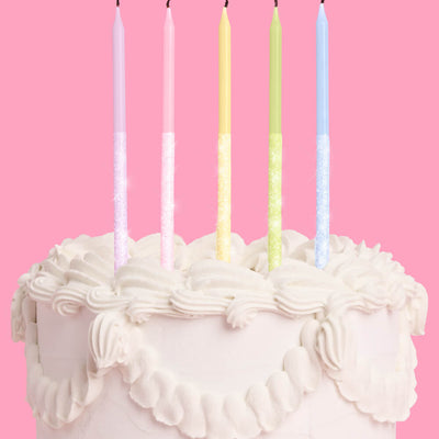 Pastel Glitter Candles - 10 glitter candles