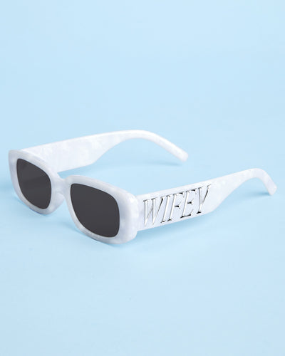 Wifey Sunnies - white marble sunglasses