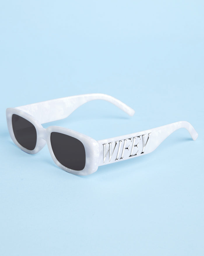 Wifey Sunnies - white marble sunglasses