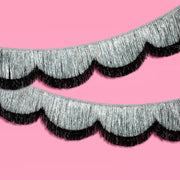 Black + Silver Scallop Fringe - 2 layer fringe banner