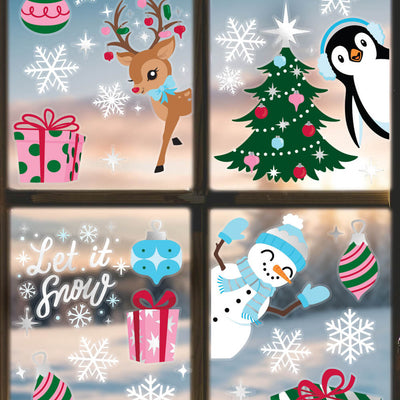 Winter Wonderland Window Clings - 6 silver foil and color sheets