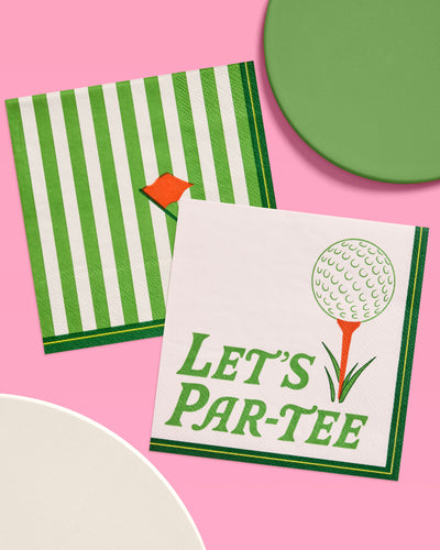Golf Napkins - 24 green and white napkins