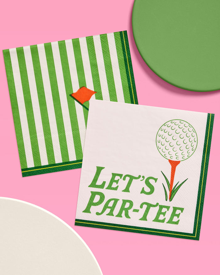 Golf Napkins - 24 green and white napkins