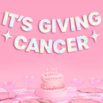 It's Giving Cancer Banner - iridescent foil banner