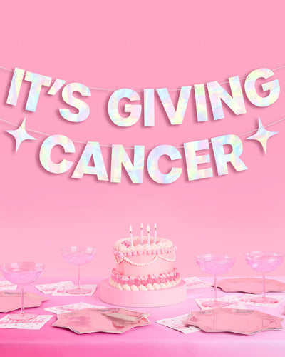 It's Giving Cancer Banner - iridescent foil banner