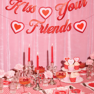 Kiss Your Friends Banner - glitter paper banner