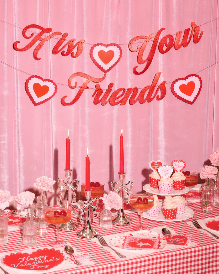 Kiss Your Friends Banner - glitter paper banner