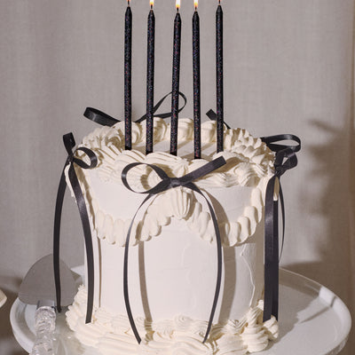 Midnight Sparkle Candles - 10 black glitter candles