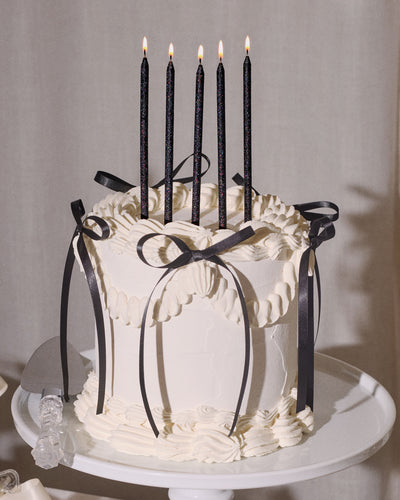 Midnight Sparkle Candles - 10 black glitter candles