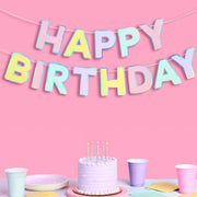 Happy Birthday Banner - pastel iridescent garland