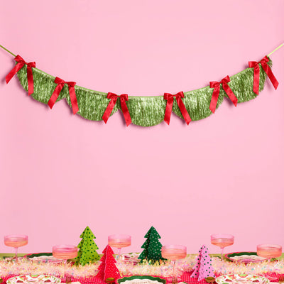 Holiday Bow Fringe Banner - festive garland