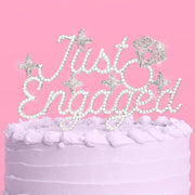 Just Engaged Topper - pearl + crystal cake topper