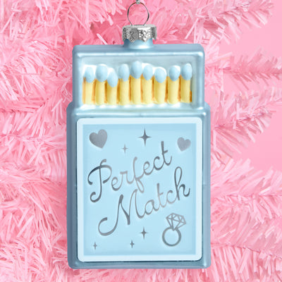 Perfect Match Ornament - blue matchbox ornament