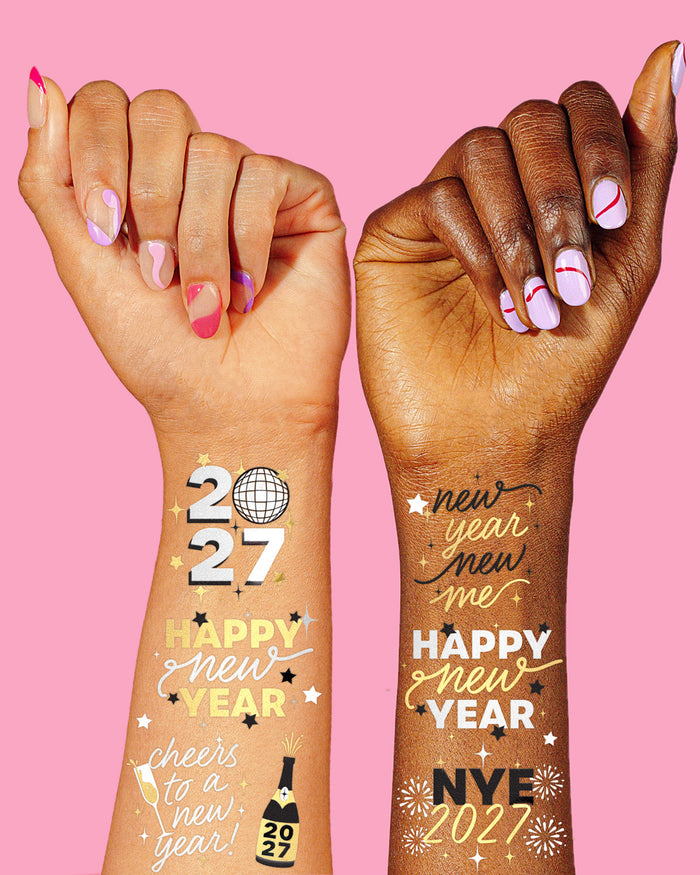 Metallic NYE Tats - 40 foil temporary tattoos