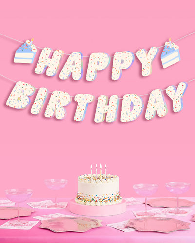 Bday Cake Banner - iridescent foil banner