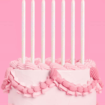 White Glitter Candles - 10 glitter candles