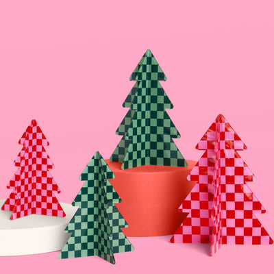 Checked Out Christmas Trees - 4 acrylic trees
