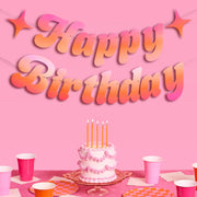 Happy Birthday Sunset Banner - pink + orange banner