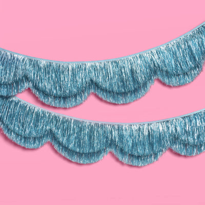 Blue Scallop Fringe Banner - iridescent banner