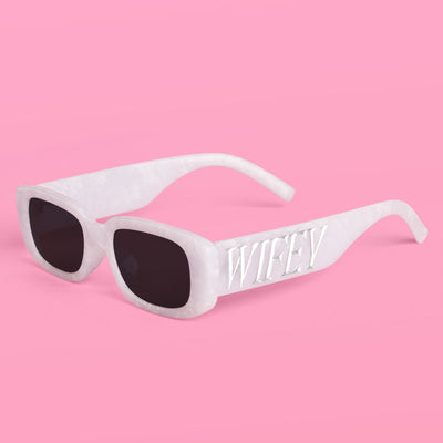 Wifey Sunnies - white marble sunglasses