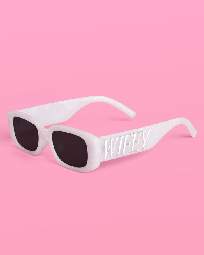 Wifey Sunnies - white marble sunglasses