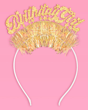 Golden Girl Bday Headband - fringe headband