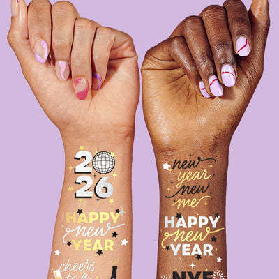 Metallic NYE Tats - 40 foil temporary tattoos