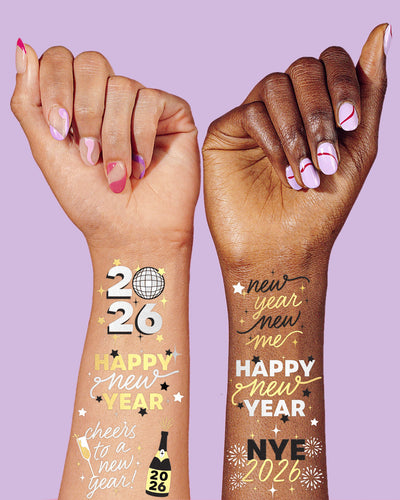 Metallic NYE Tats - 40 foil temporary tattoos
