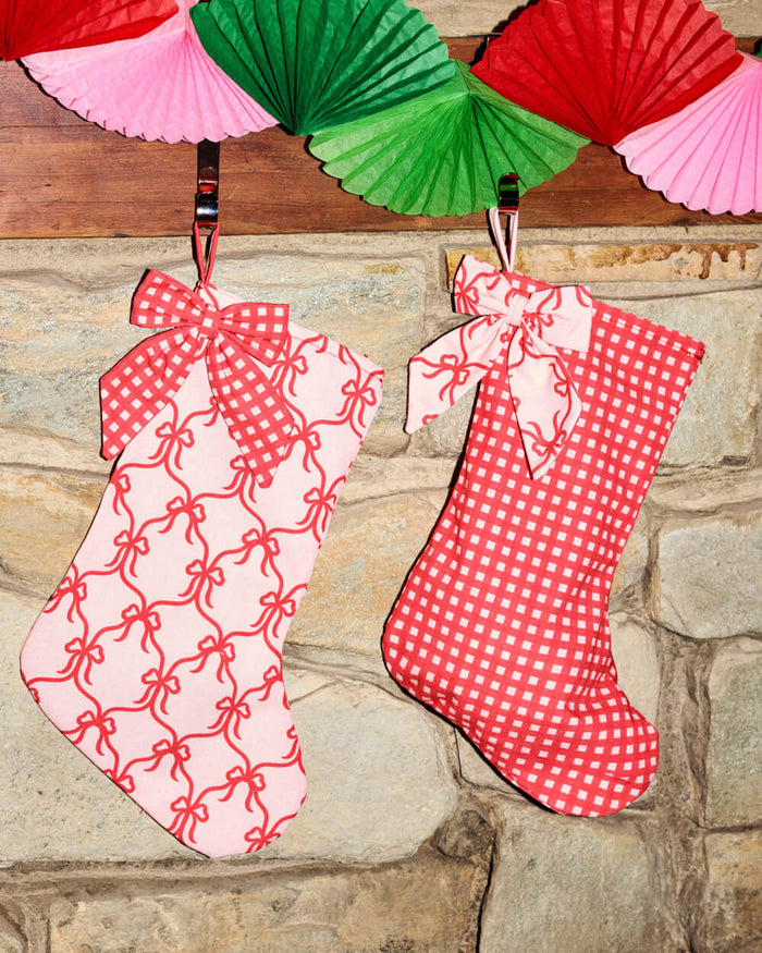 Girly Bow Stockings - 2 Canvas Stockings